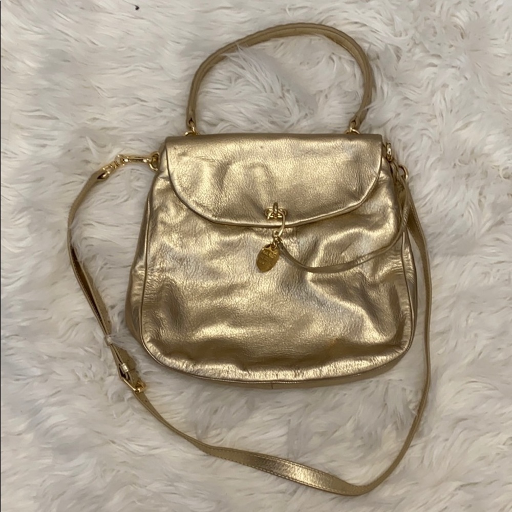 Henri Bendel Metallic Gold Crossbody Bag - Picture 1 of 7